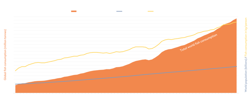 Grafik FAO Entwicklung Fischkonsum und Weltbevölkerung
